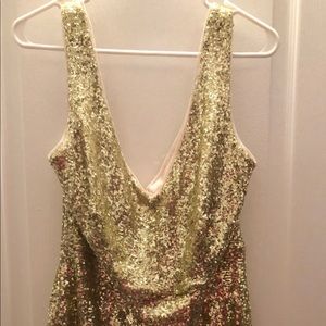 Bisou Bisou Gold Sequined Party Dress